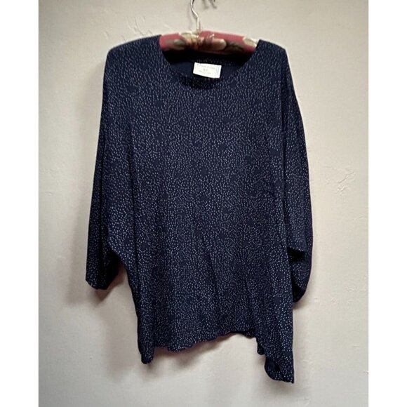 A Touch of Class Women Dot Print Dolman Sleeve Top One Size Fits All Blue Casual - Picture 1 of 8